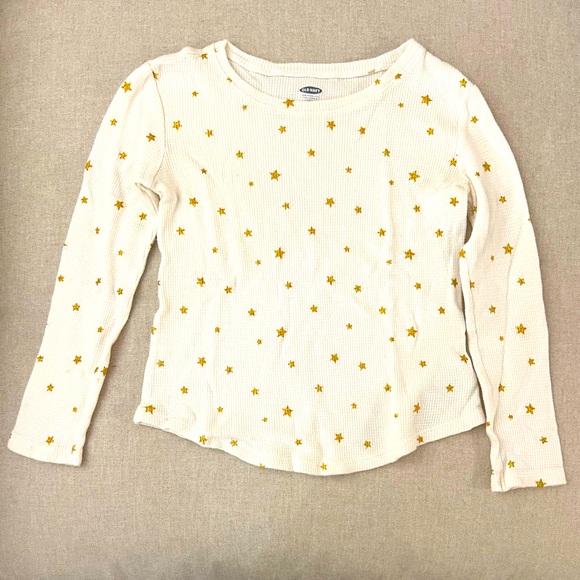 Cat & Jack Ivory Waffle Tee with Gold Stars - Picture 3 of 3